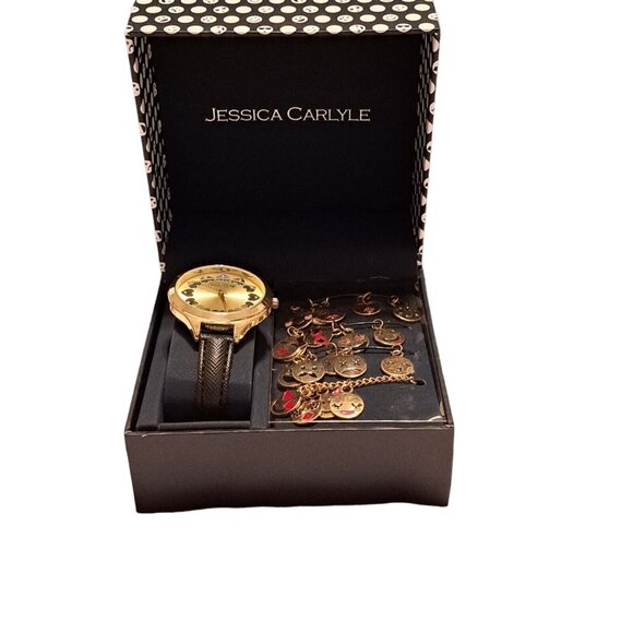 Jessica Carlyle Analog Watch Bracelet Charm Set Emoji New Box Mental Health - Picture 7 of 8